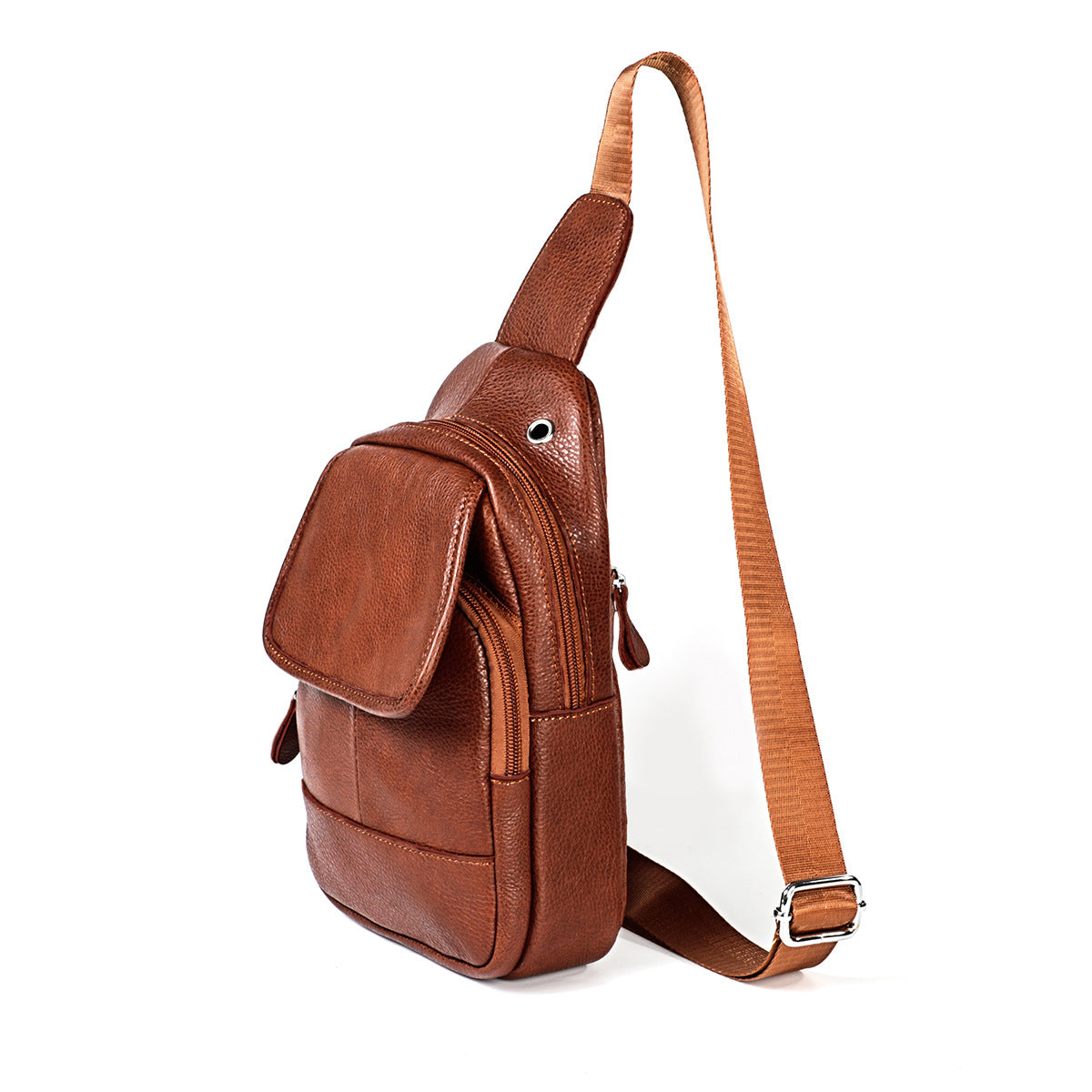 Genuine Leather Sling Backpack - Multipurpose Travel Chest Crossbody Bag