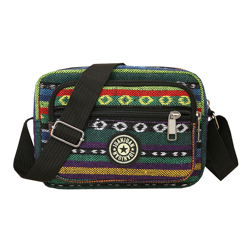 Colorful Canvas Crossbody Bag - Casual Multi-pocket Shoulder Bag