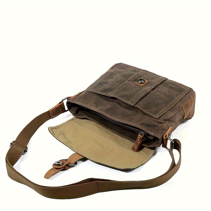 Vintage Canvas Crossbody Bag - Waterproof Casual Shoulder Bag for Men