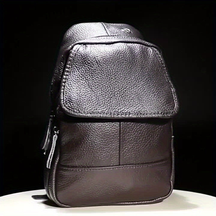 Genuine Leather Sling Backpack - Multipurpose Travel Chest Crossbody Bag
