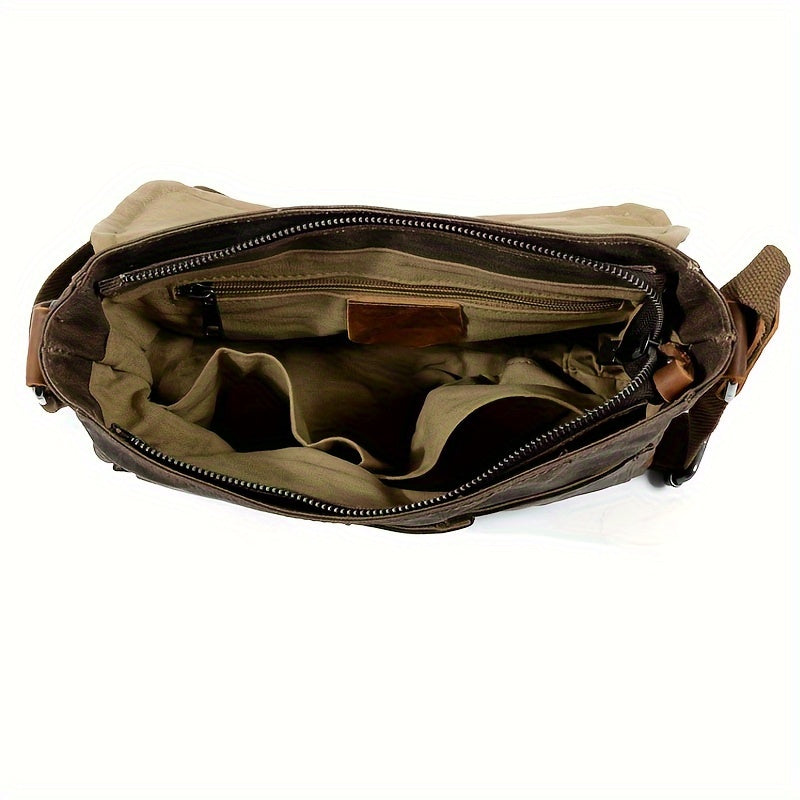 Vintage Canvas Crossbody Bag - Waterproof Casual Shoulder Bag for Men